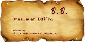 Breslauer Béni névjegykártya